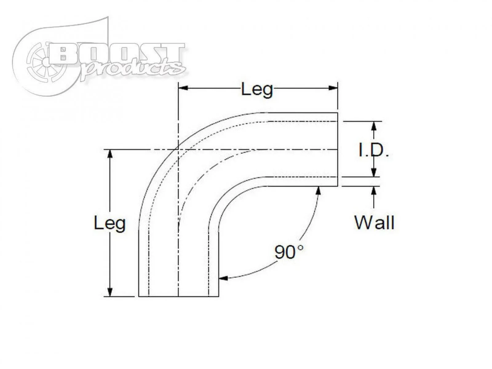 BOOST Products Silicone Elbow 90 Degrees, 89mm (3-1/2") ID, Black