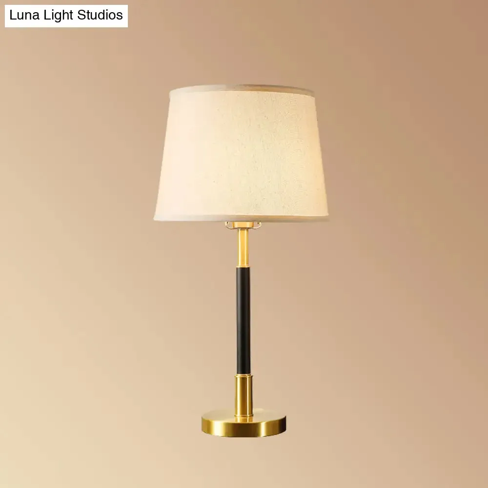 Brass Table Lamp - Traditional Tapered Drum Fabric - Nightstand Lighting for Living Room