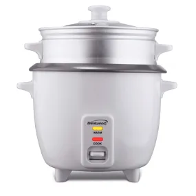 Brentwood TS-180S 8-Cup Uncooked/16-Cup Cooked Rice Cooker and Food Steamer, White