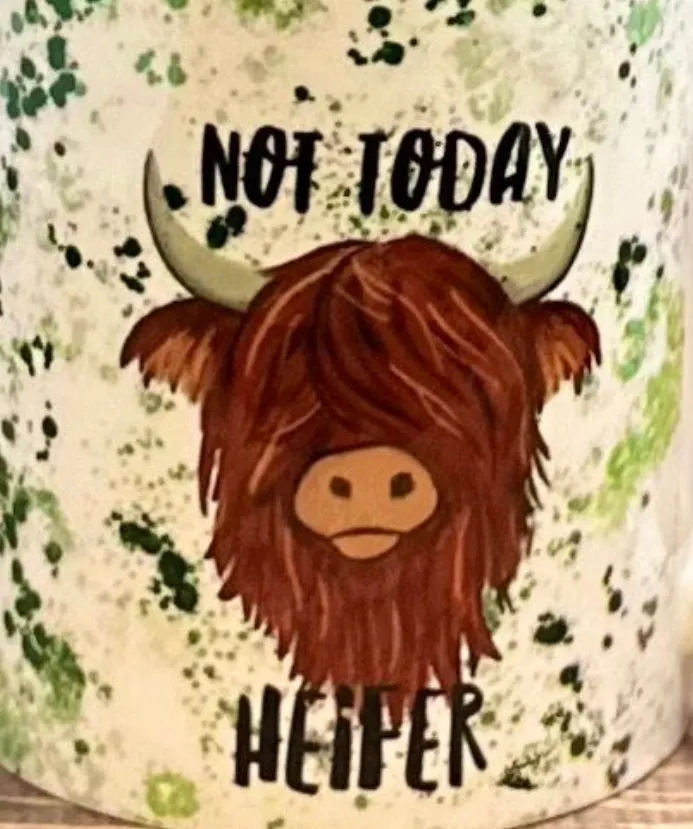 Brown Coo Not Today Heifer and Not in the Mooood 16oz Frosted Beer Can Glass with Bamboo Lid and Straw