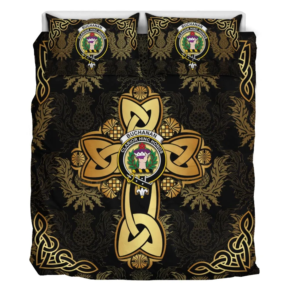 Buchanan Clan Bedding Sets Gold Thistle Celtic Style