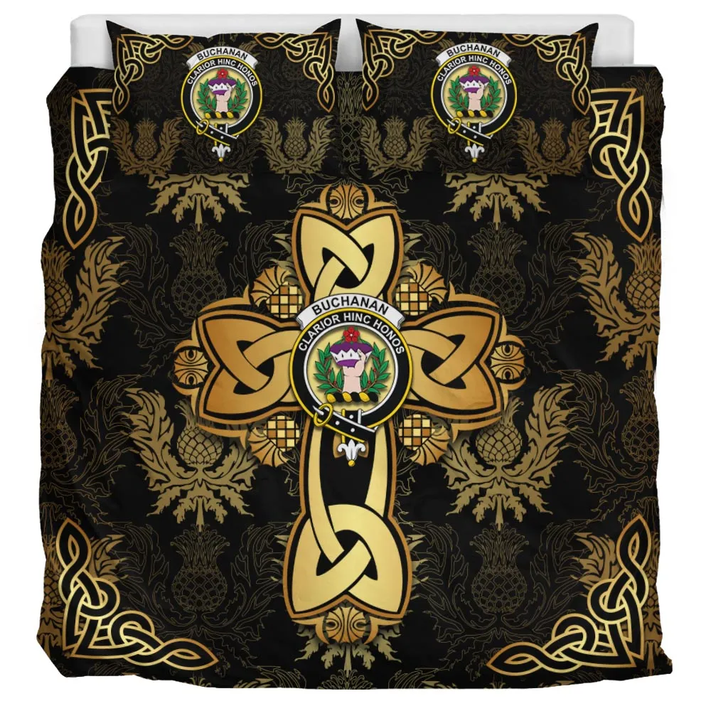 Buchanan Clan Bedding Sets Gold Thistle Celtic Style