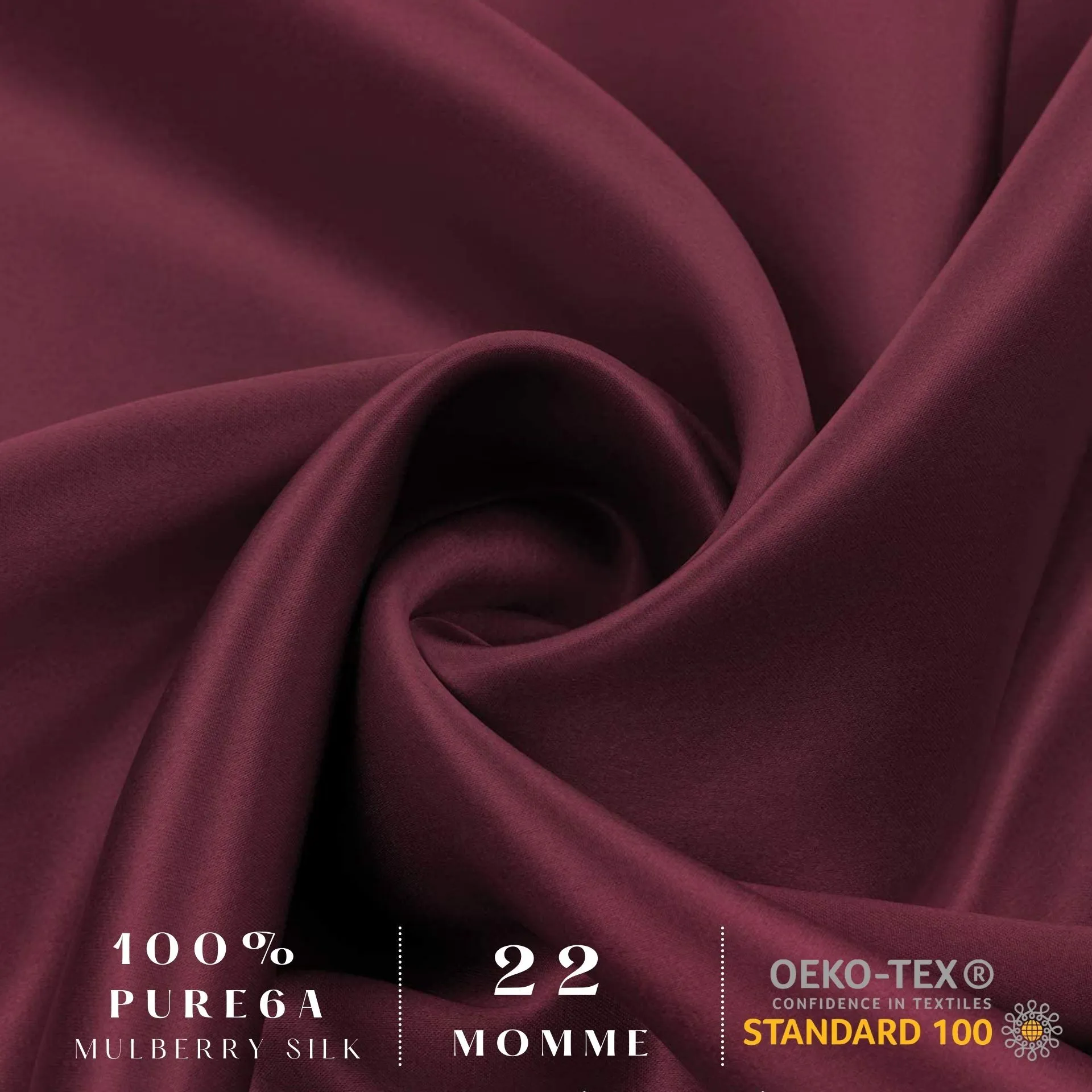 Burgundy Silk Pillowcase - King - Zip Closure