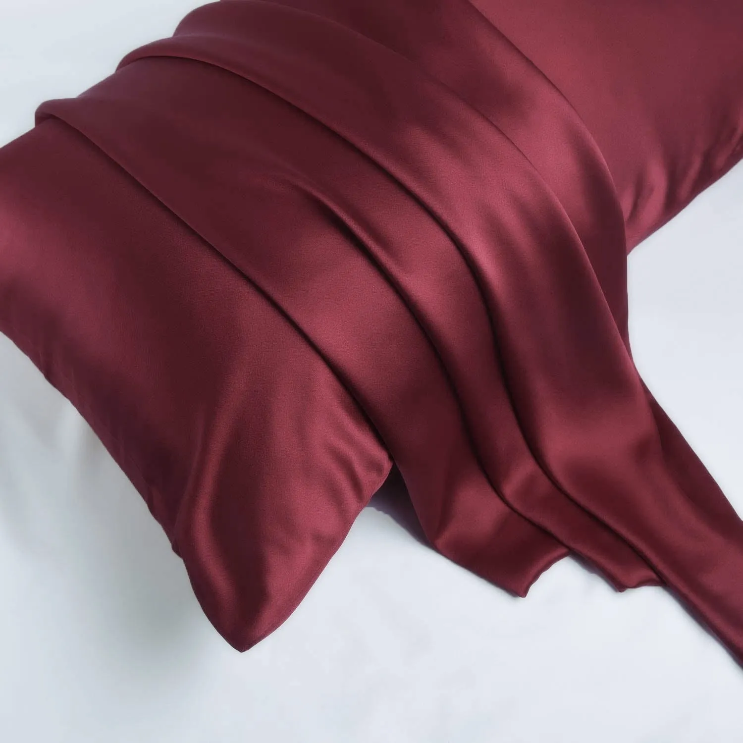 Burgundy Silk Pillowcase - King - Zip Closure