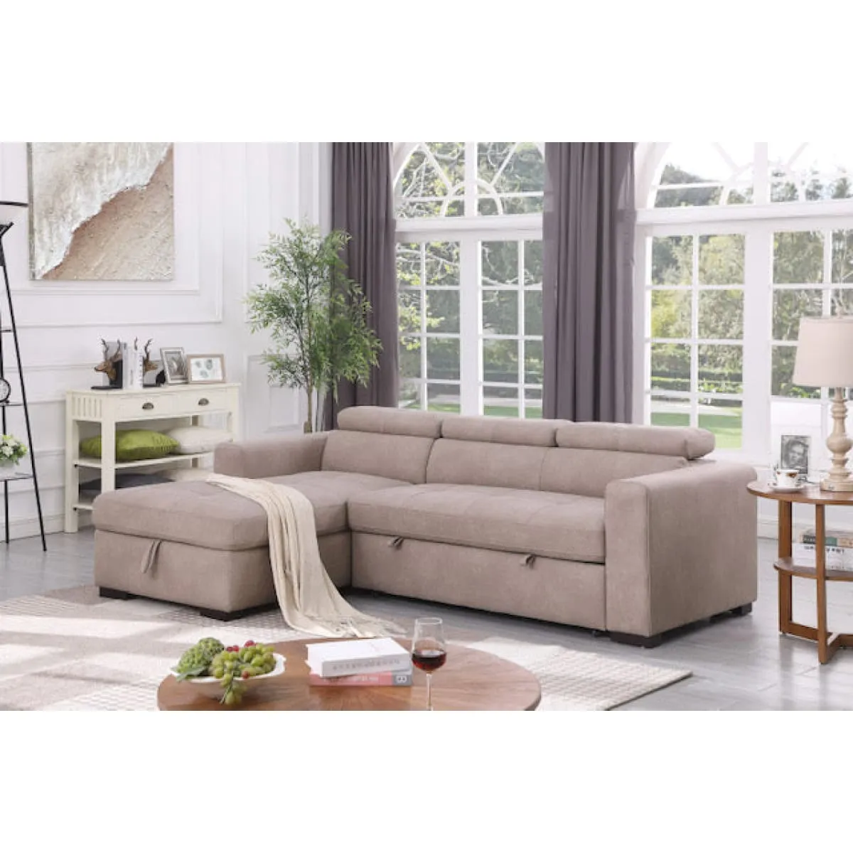 Carol Storage Sleeper Sectional - Steam