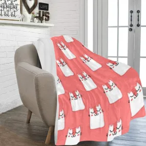 Cat Printed Pink Fleece Blanket 60" x 80"