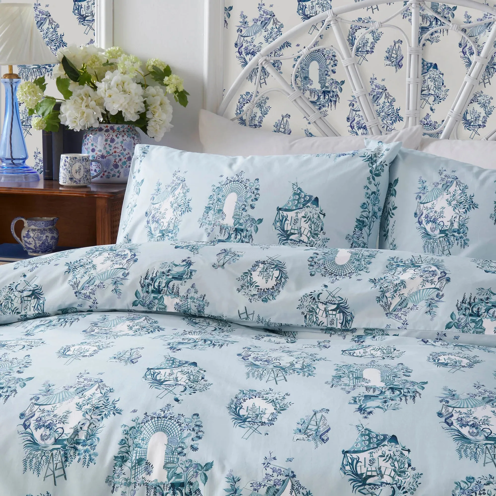 Cath Kidston 30 Years Toile Duvet Cover Set - Pale Blue