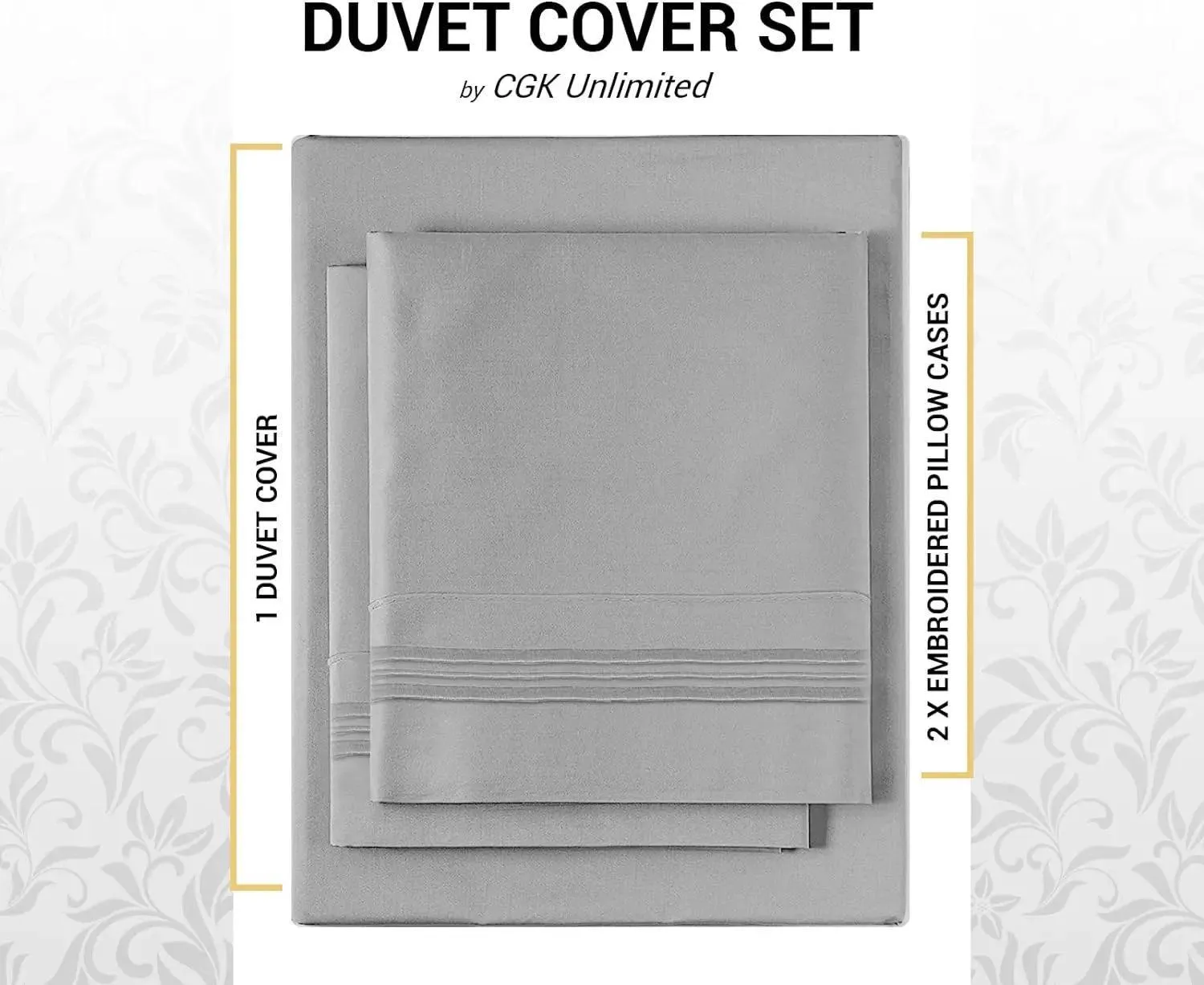 CGK Plain Duvet Cover Set-Grey