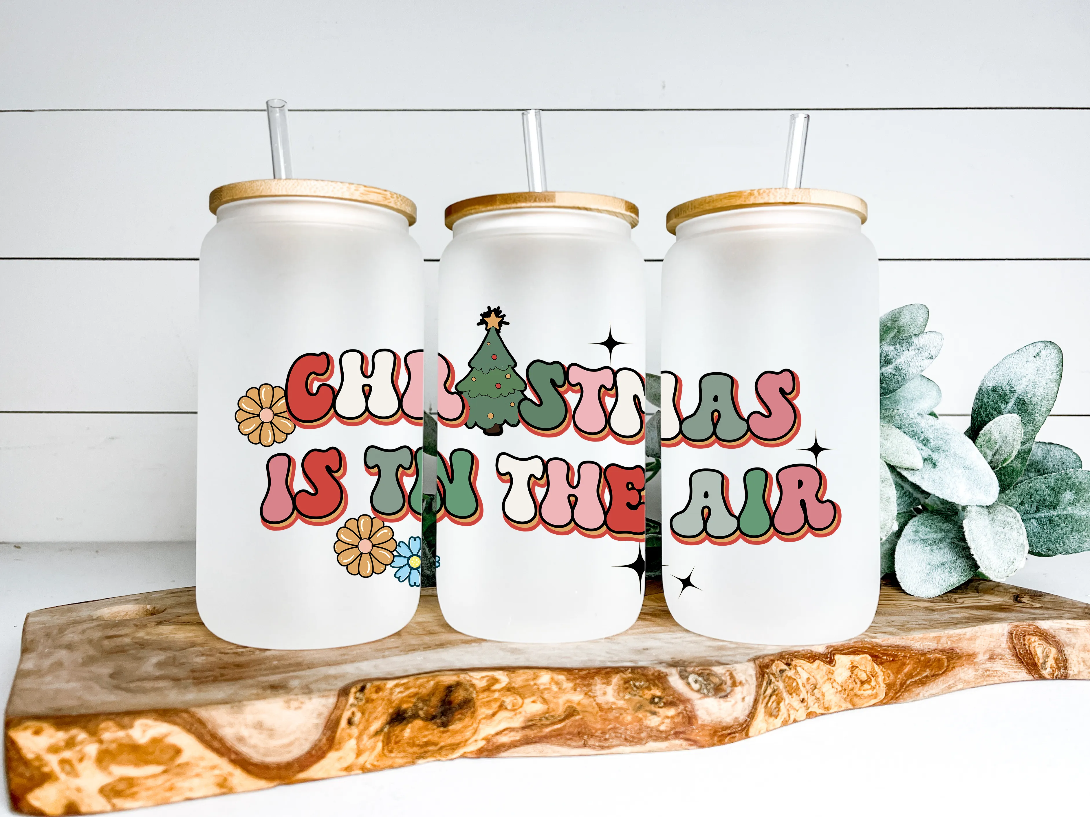 Christmas Is In The Air Glass Can Tumbler