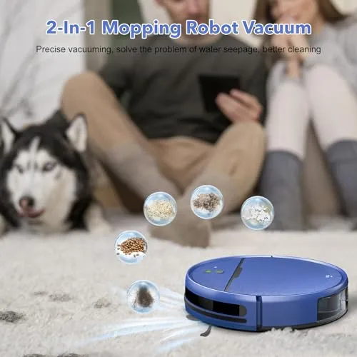 Clip coupon - 2 in 1 Mopping and Vacuuming Robot, Robot Vacuum and Mop Combo Compatible with WiFi/App, Robotic Vacuum Cleaner Self-Charging, Slim, Ideal for Pet Family, Hard Floor, Hair, Low Pile Carpet