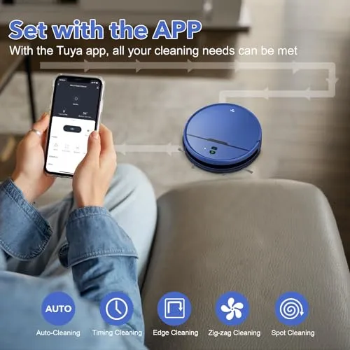 Clip coupon - 2 in 1 Mopping and Vacuuming Robot, Robot Vacuum and Mop Combo Compatible with WiFi/App, Robotic Vacuum Cleaner Self-Charging, Slim, Ideal for Pet Family, Hard Floor, Hair, Low Pile Carpet