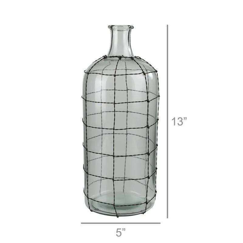 Conde Glass Bottle, Wire Grid - Med