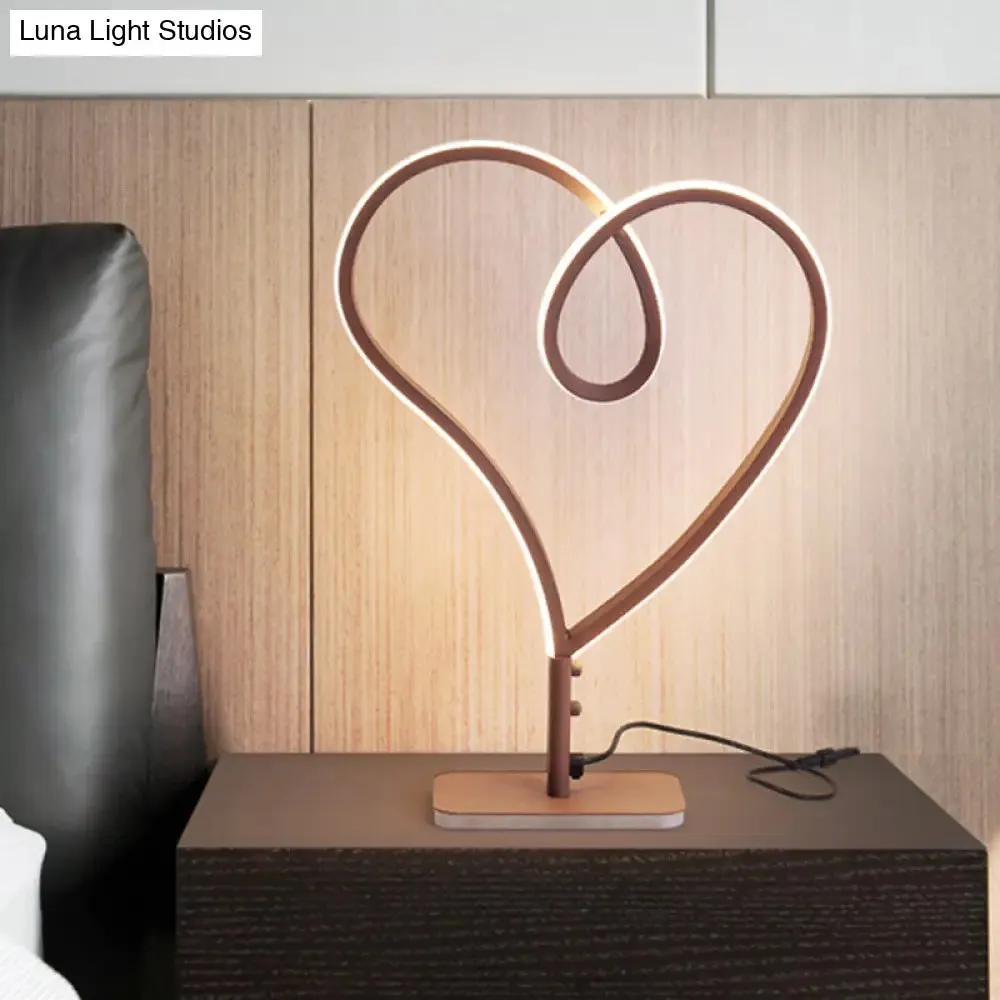 Contemporary LED Coffee Desk Lamp with Heart Acrylic Design - Warm/White Light