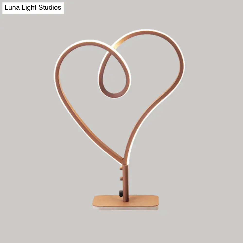 Contemporary LED Coffee Desk Lamp with Heart Acrylic Design - Warm/White Light