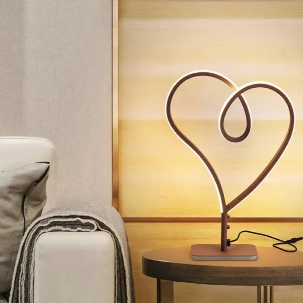 Contemporary LED Coffee Desk Lamp with Heart Acrylic Design - Warm/White Light