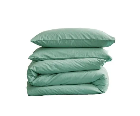 Cosy Club Duvet Cover Quilt Set King Flat Cover Pillow Case Essential Green