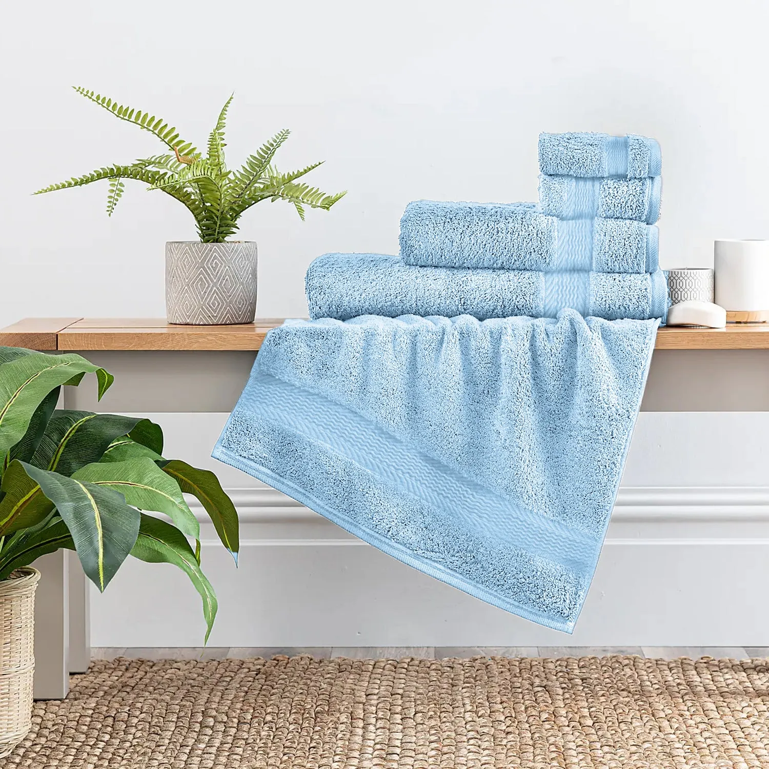 Cotton Home Ultimate Towel Collection - 4 Piece Bundle Sky Blue