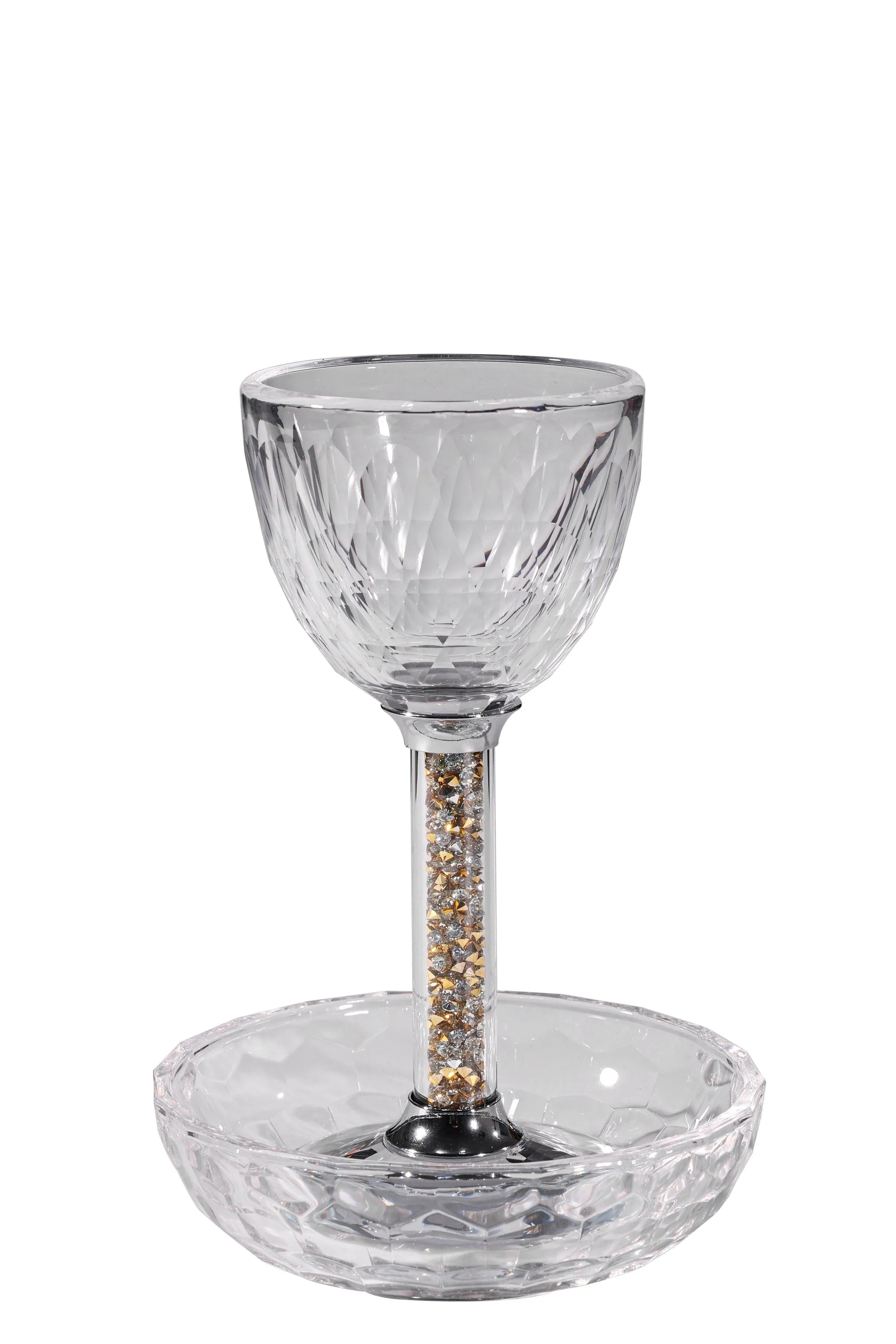 Crystal Glass with Gemstones within the Stem