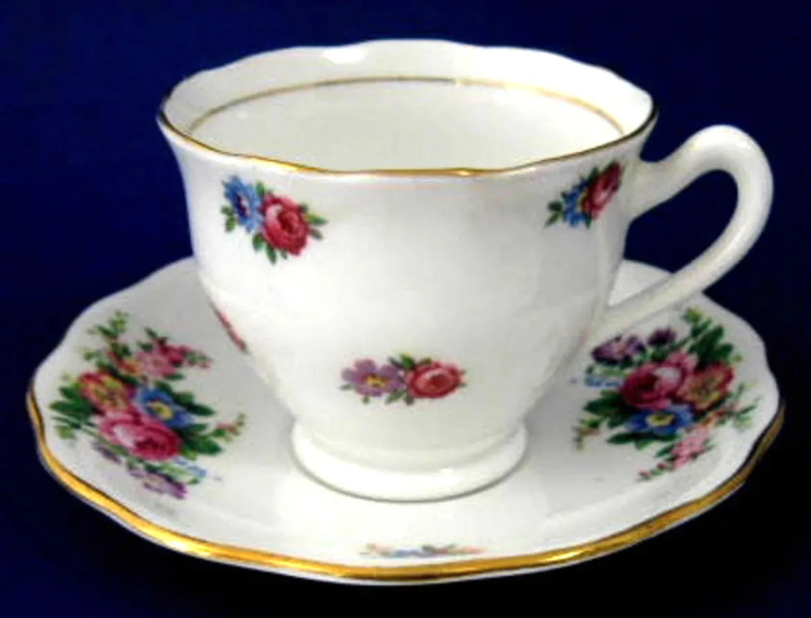 Cup and Saucer Colclough Rosebuds Floral Sprays Demitasse 1950s