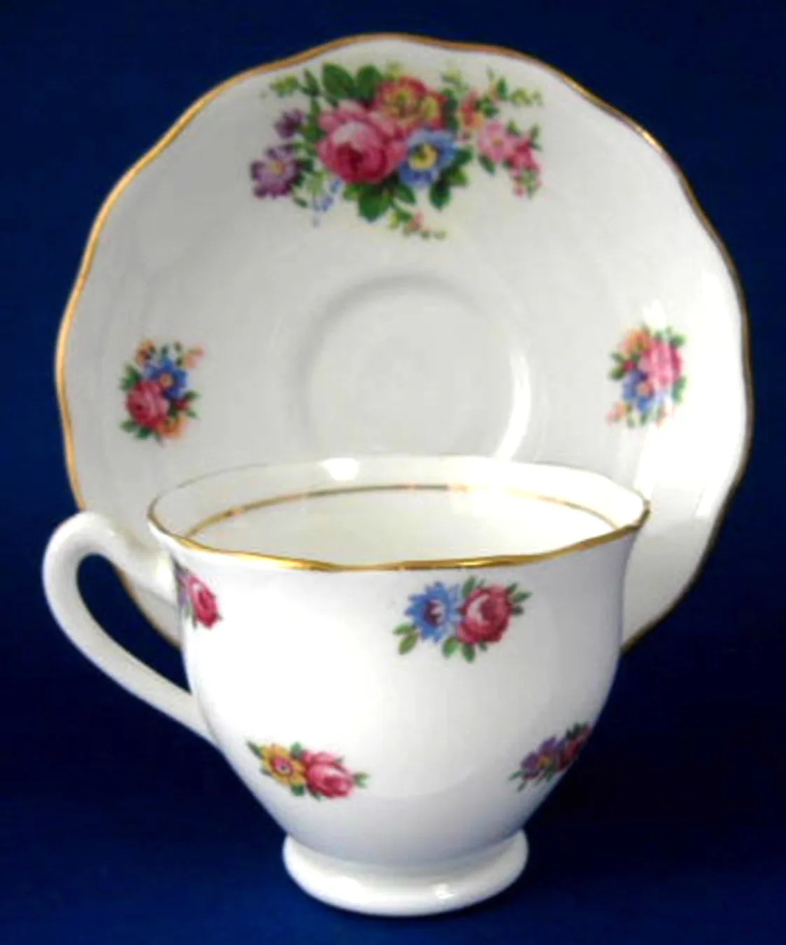 Cup and Saucer Colclough Rosebuds Floral Sprays Demitasse 1950s