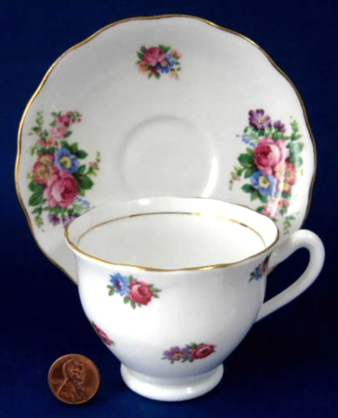 Cup and Saucer Colclough Rosebuds Floral Sprays Demitasse 1950s