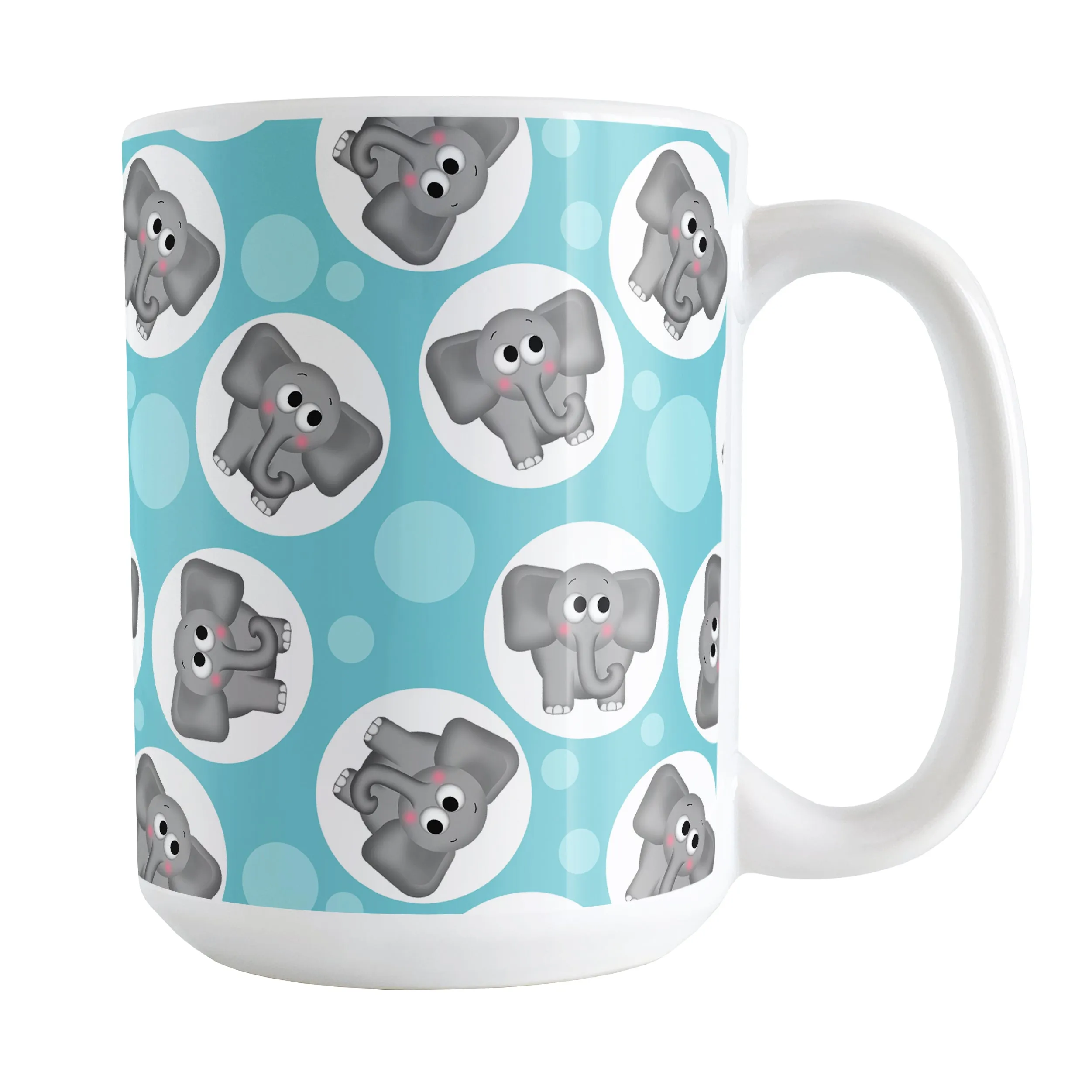 Cute Turquoise Elephant Pattern Mug