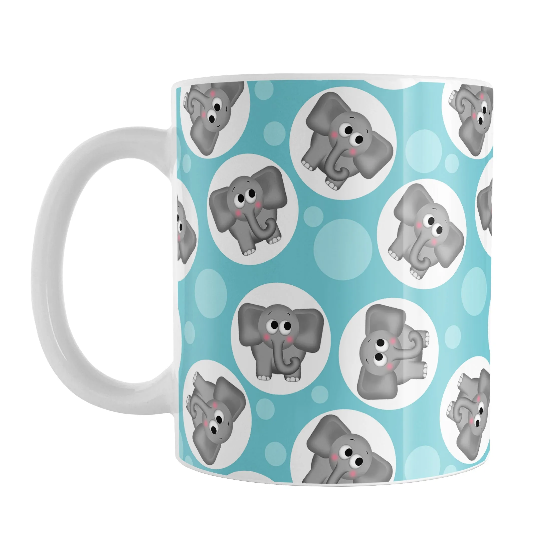 Cute Turquoise Elephant Pattern Mug