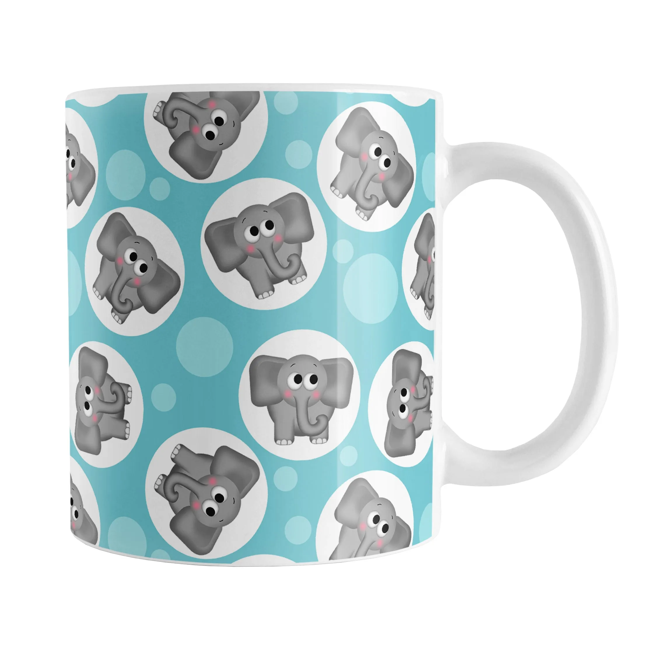 Cute Turquoise Elephant Pattern Mug