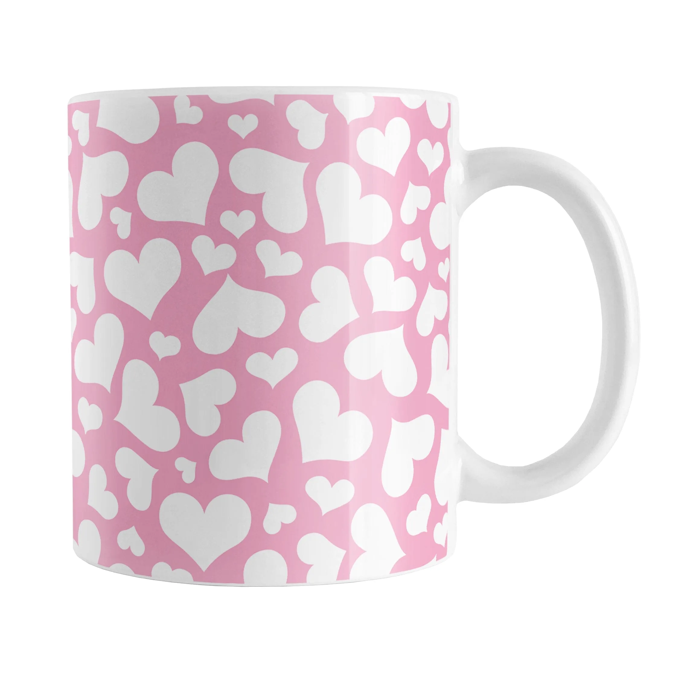 Cute White Hearts on Pink Mug