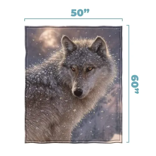 Dawhud Direct Lone Wolf Fleece Blanket for Bed 50x60 Inch Blanket