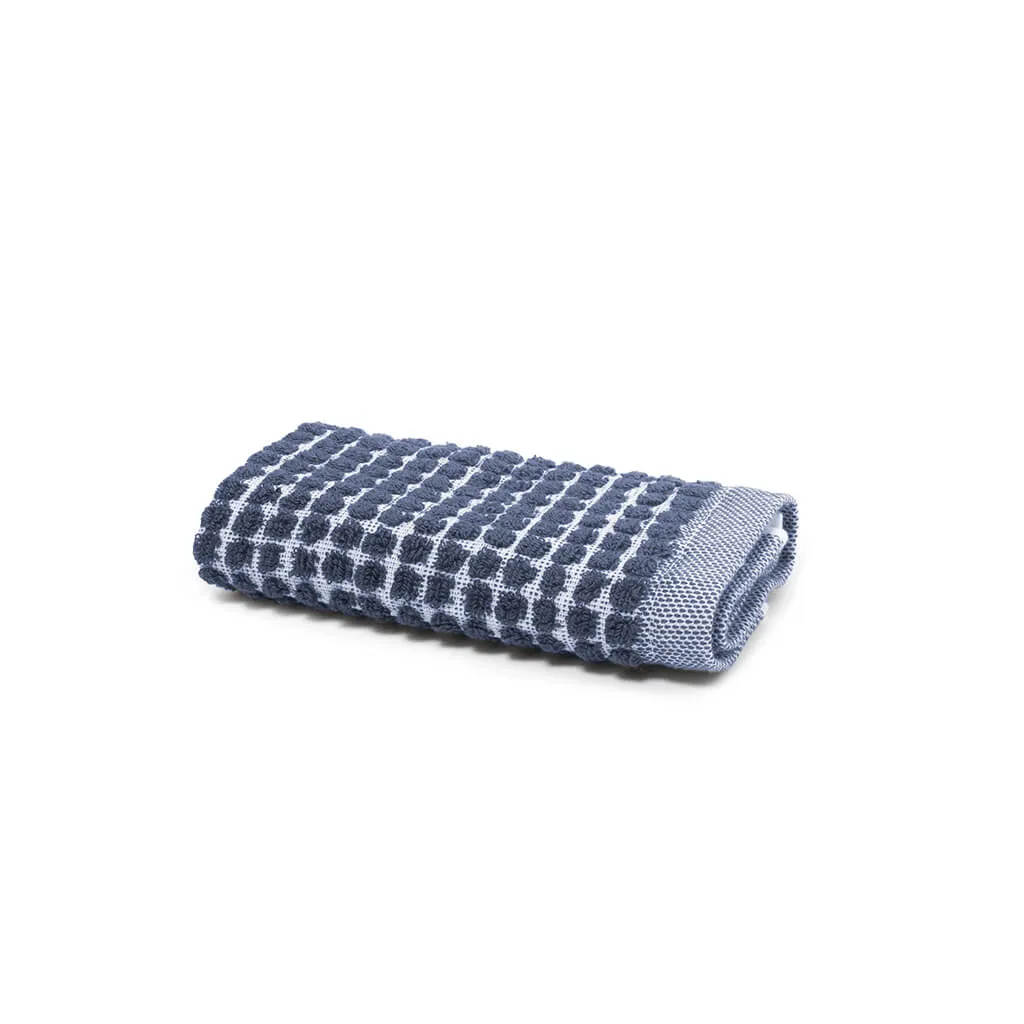 Dobby Grids Face Washer - Blue Denim