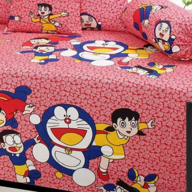 Doraemon Single Bedsheet ( 100% cotton, 8pc set, Diwan set )