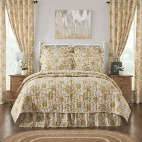 Dorset Gold Floral Luxury King Quilt 120WX105L VHC Brands