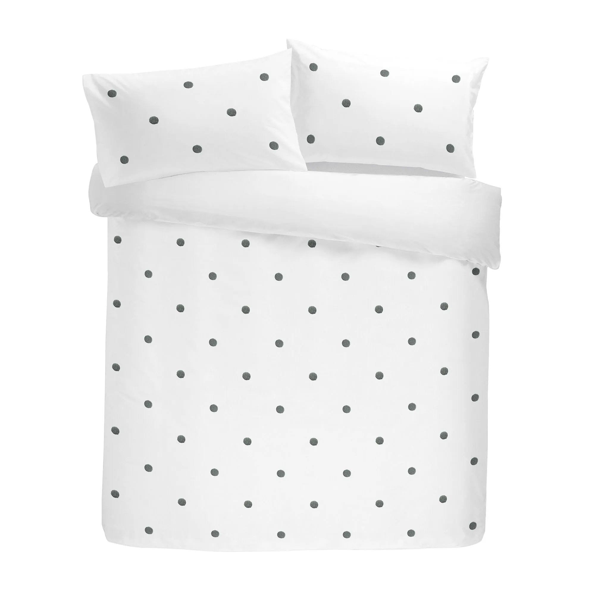 Dot Garden Duvet Cover Set by Appletree Boutique in White with Slate Dots