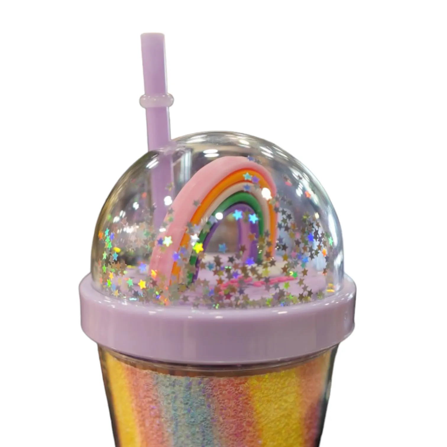 Double Layer Rainbow Straw Cup