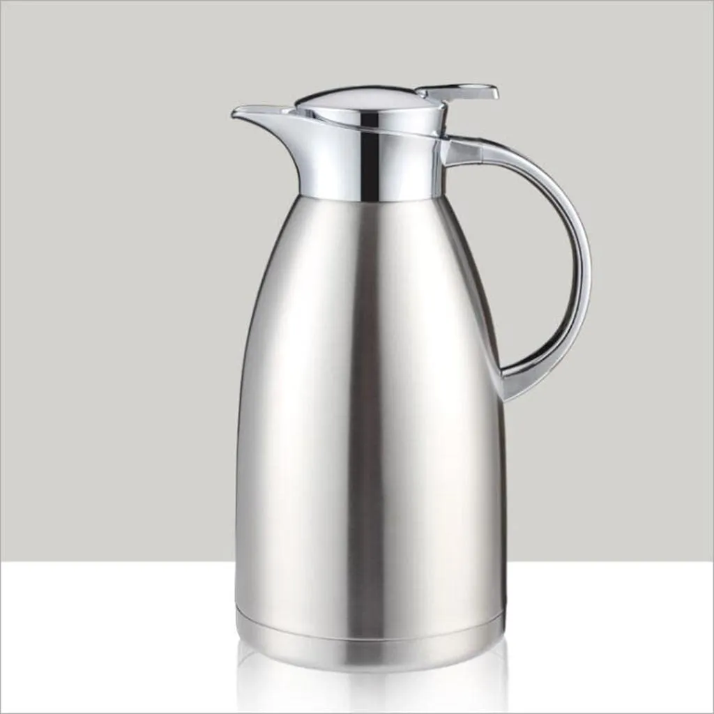 Double Vacuum Insulation Thermal Coffee Carafe Home Water Pot Silver2.3L