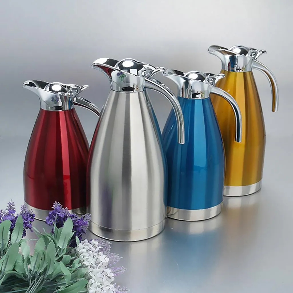 Double Wall Design Non-Toxic Stainless Steel 1.5L Capacity Double Vacuum Insulation Thermal Coffee Carafe Home Water Pot Yellow