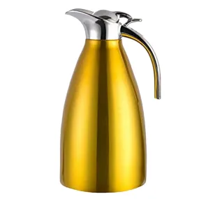 Double Wall Design Non-Toxic Stainless Steel 1.5L Capacity Double Vacuum Insulation Thermal Coffee Carafe Home Water Pot Yellow