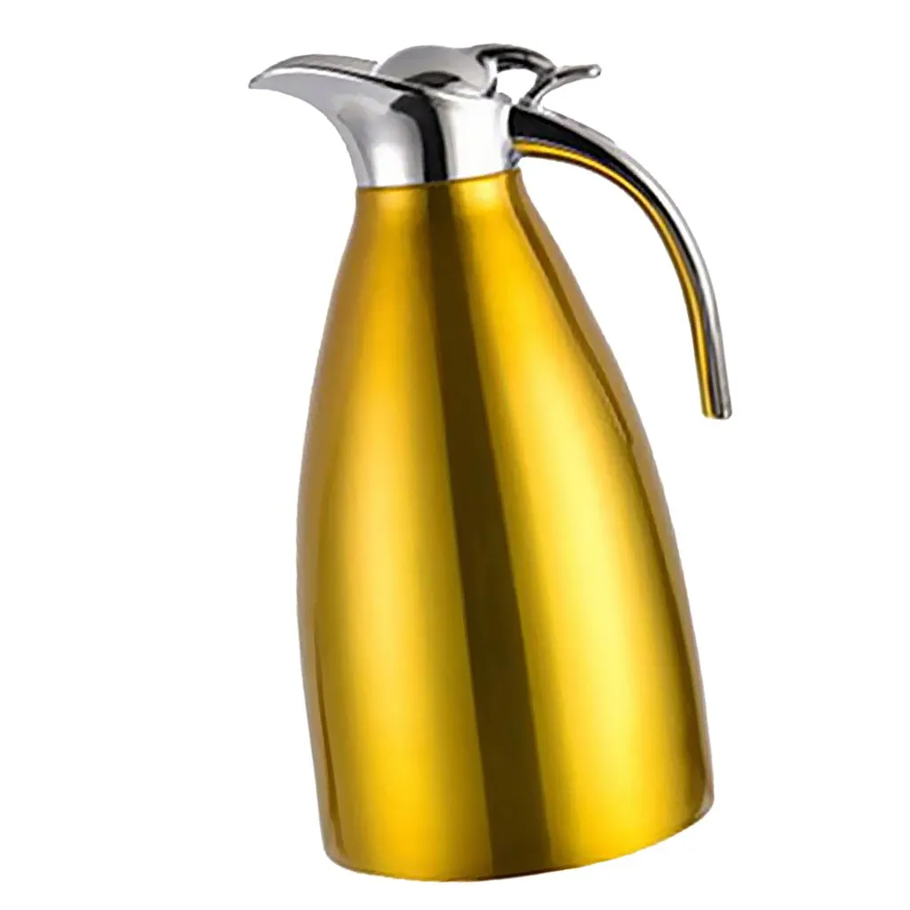 Double Wall Design Non-Toxic Stainless Steel 1.5L Capacity Double Vacuum Insulation Thermal Coffee Carafe Home Water Pot Yellow