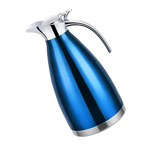 Double Wall Design Non-Toxic Stainless Steel 2L Capacity Double Vacuum Insulation Thermal Coffee Carafe Home Water Pot Blue