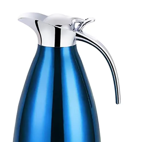 Double Wall Design Non-Toxic Stainless Steel 2L Capacity Double Vacuum Insulation Thermal Coffee Carafe Home Water Pot Blue