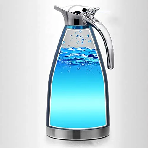 Double Wall Design Non-Toxic Stainless Steel 2L Capacity Double Vacuum Insulation Thermal Coffee Carafe Home Water Pot Blue