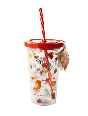 Double Walled Thick ACRYLIC Mug with Straw and 2hand Sanitizer Jars-Fruits