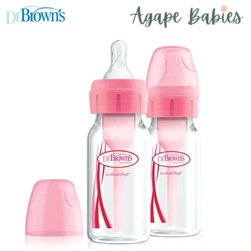 Dr Brown's 4 oz/120 ml PP Narrow-Neck "Options " Bottle - Pink (2-Pack)