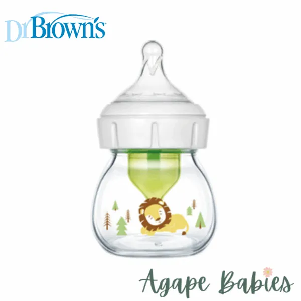 Dr. Brown's Glass W-N Options  Bottle with Lion Deco and Preemie Nipple - 60mL