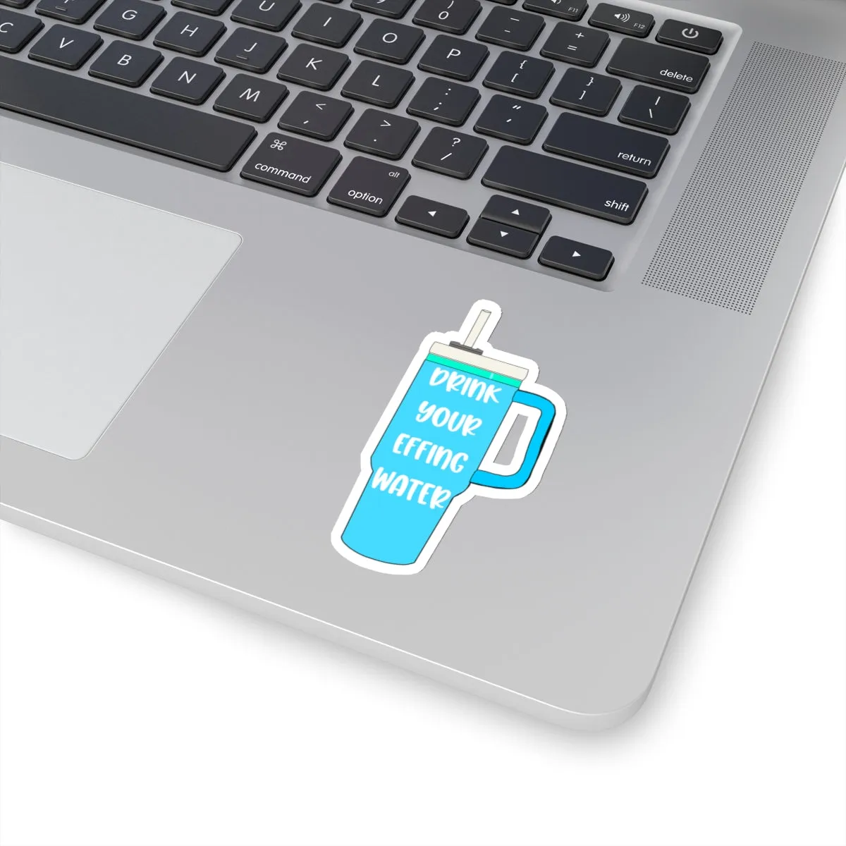 Drink Your Effing Water Blue Sticker, Water Bottle Kiss-Cut Sticker