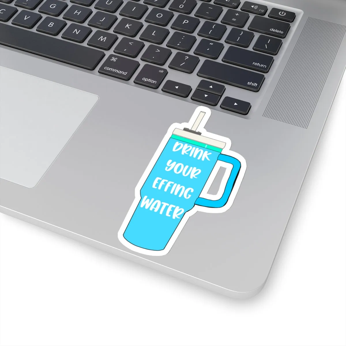 Drink Your Effing Water Blue Sticker, Water Bottle Kiss-Cut Sticker