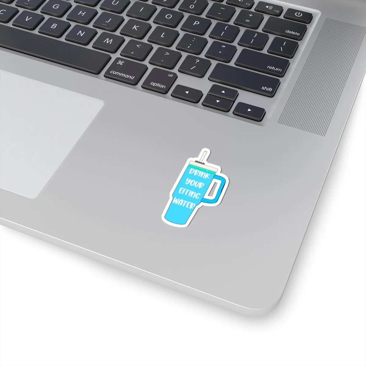 Drink Your Effing Water Blue Sticker, Water Bottle Kiss-Cut Sticker