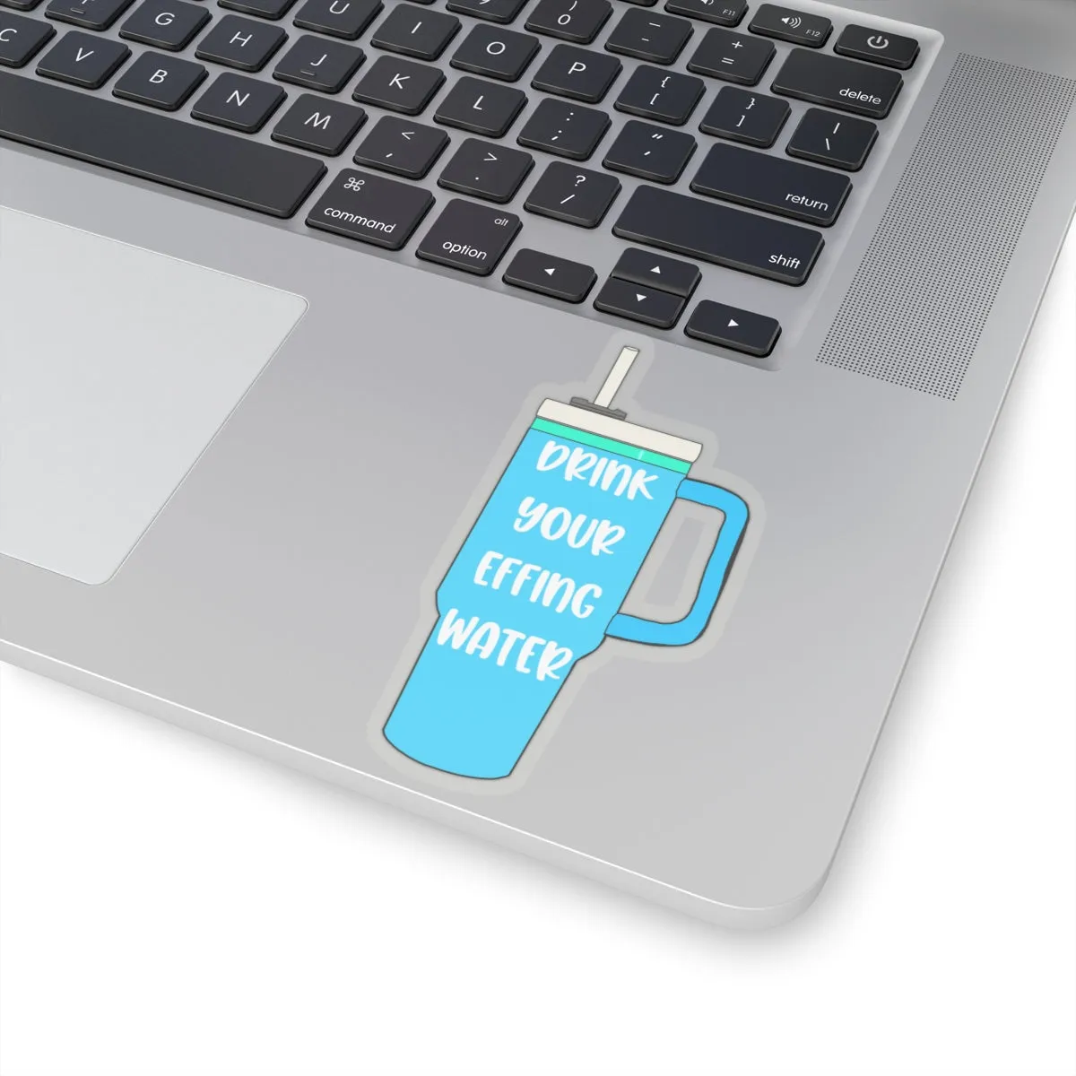 Drink Your Effing Water Blue Sticker, Water Bottle Kiss-Cut Sticker