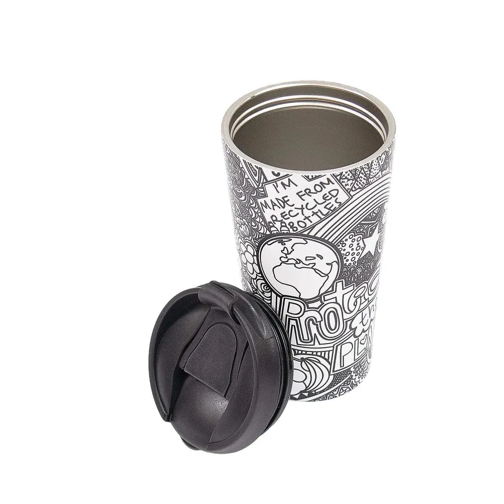 Eco Chic Save The Planet Thermal Coffee Cup Black and White